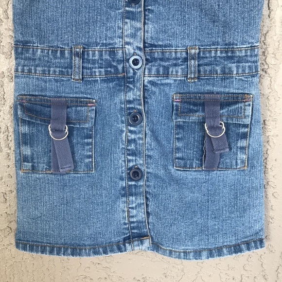 Nautica‎ Floral Embroidered Detail Sleeveless Denim Jumper Dress - Picture 4 of 9